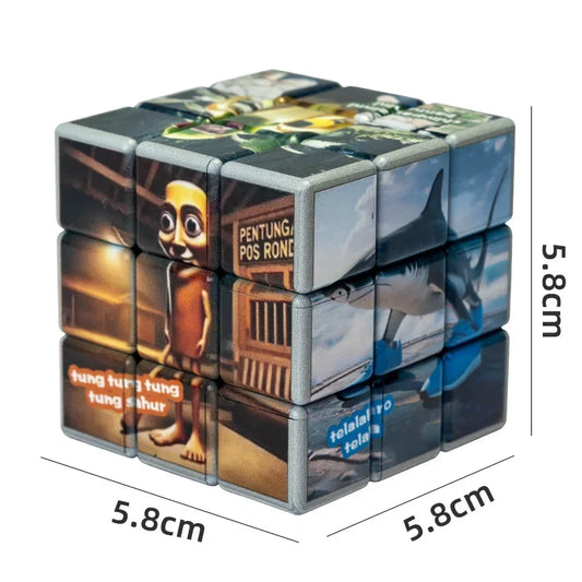 New Foreign Mountain and Sea Classic Puzzle Cube: Tung Tung Sahur Wooden Stick Man 3rd Step Cube Toy