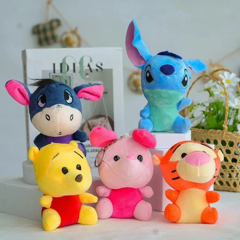 12-20cm Winnie the Pooh Bear Tiger Pig Anime Cute Cartoon Plush Dolls Toys Keychain Pendant Room decoration Kids Birthday Gift