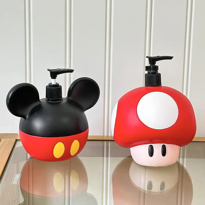 Disney Mickey Mouse Hand Sanitizer Bottle Large Capacity Press-Type Dispenser, Refillable Empty Container for Shampoo Body Wash