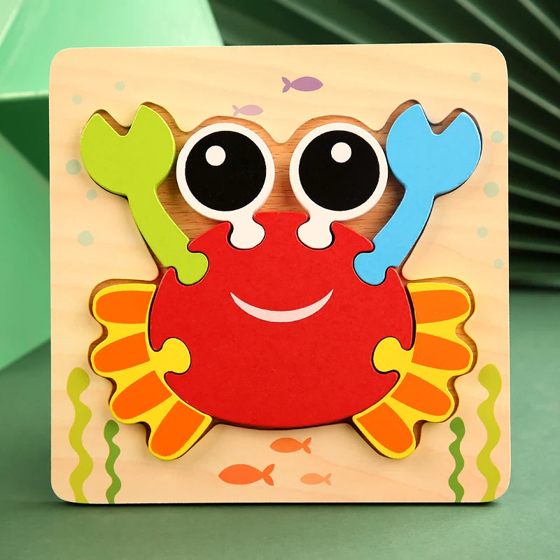 Good Quality 3D Wooden Puzzle Jigsaw for Children Cartoon Animal Puzzles Intelligence Kids Early Educational Cognitive Toys
