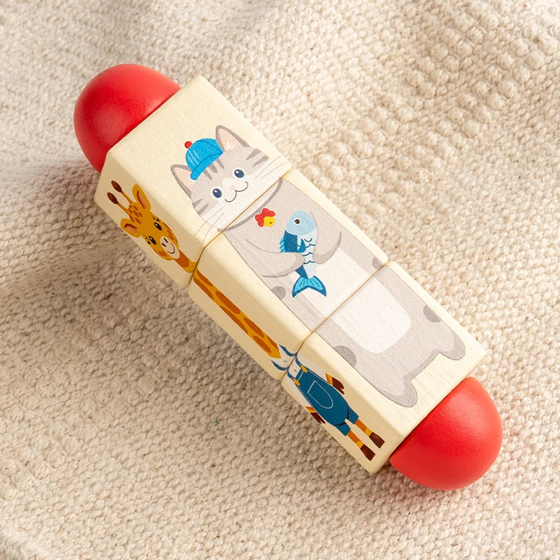 Wooden Forest Animals Marine Animals Rotating Puzzles Fine Motor Training Animal Cognition Matching Puzzle Educational Toys