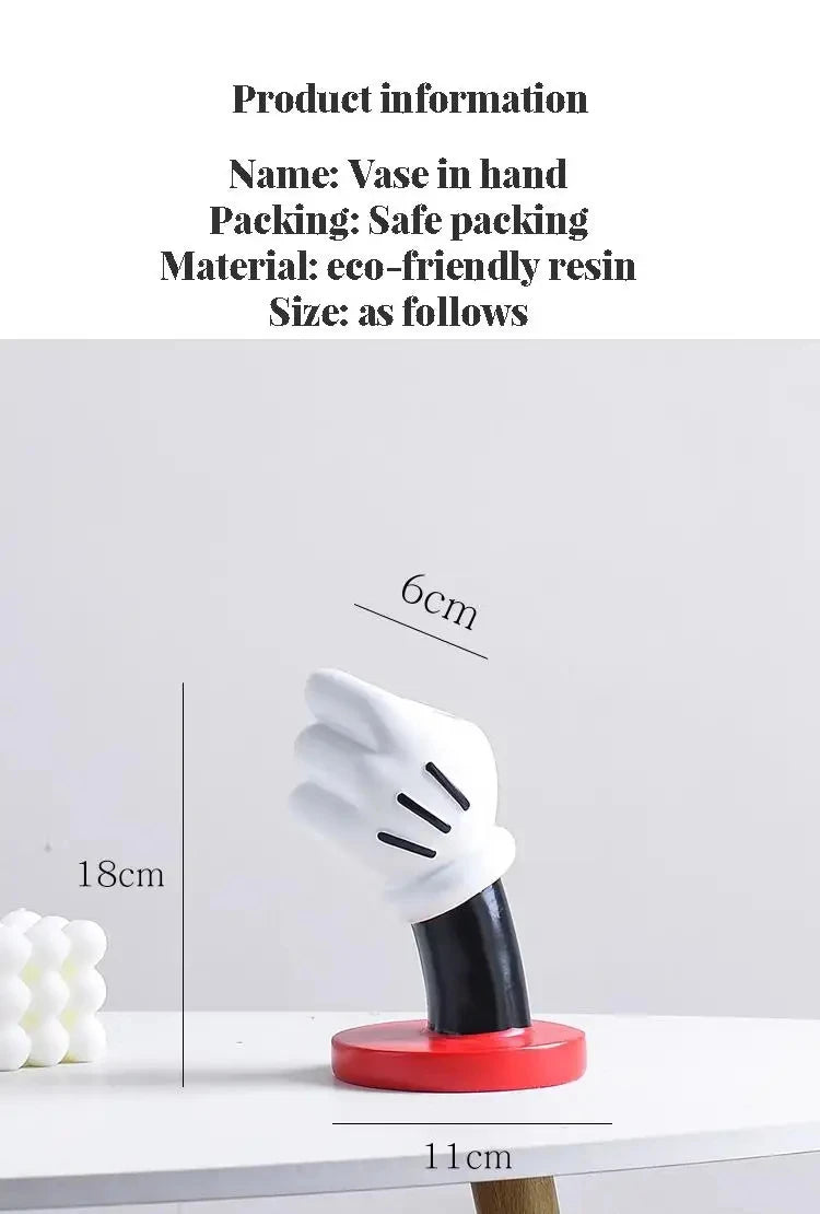 Creative New Mickey Mouse Wonderful Hand Storage Ornament Living Room Study Cartoon Flower Holder Home Decoration Vase