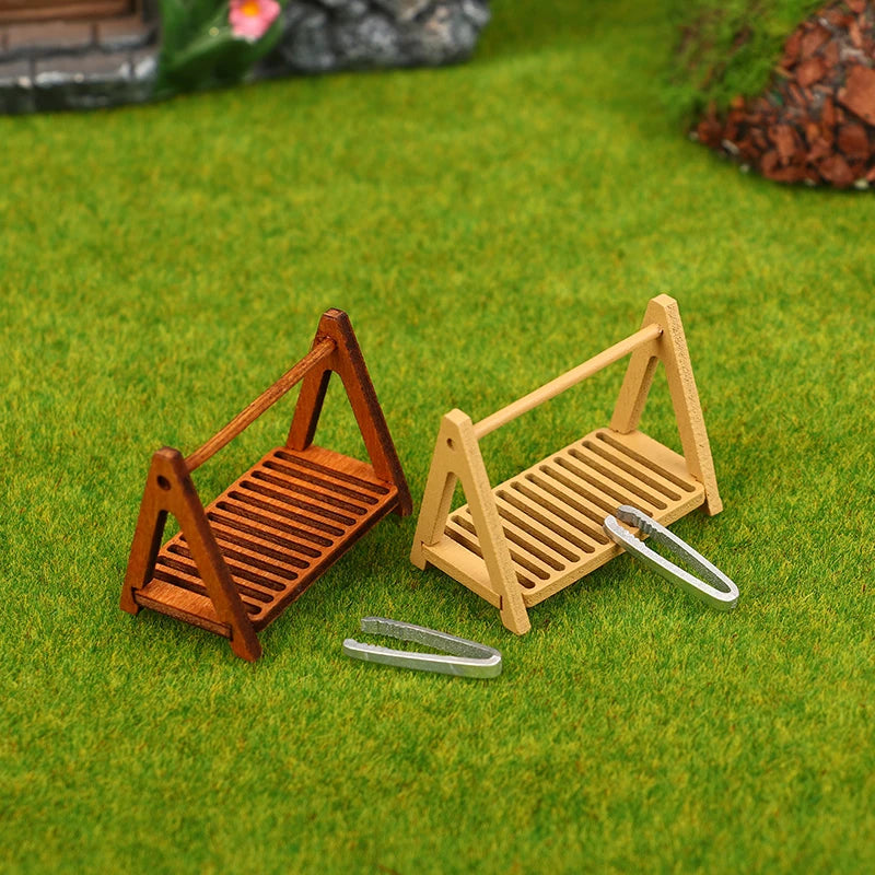 1Pcs Dollhouse Miniature furniture Display Shelf Bread Rack Cake Shelf Storage with Tongs DIY Bakery Shop Decor Doll House Toys