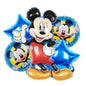 Mickey Mouse Birthday Party Decoration Blue Mickey Tableware Cups Plates Balloons Backdrop Pannents Gift Bag Kids Party Supplies