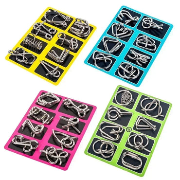 8Pcs/Set Metal Montessori Puzzle Wire Mind Brain Teaser Puzzles Children Adults Interactive Game Reliever Educational Toy
