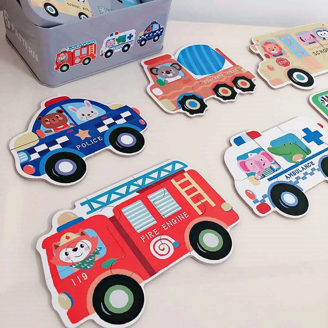 Baby Puzzle Montessori Educational Toys Wood Puzzle Animal Matching Games Iron Box Wooden Puzzles For Children Kids 2 3 4 Years