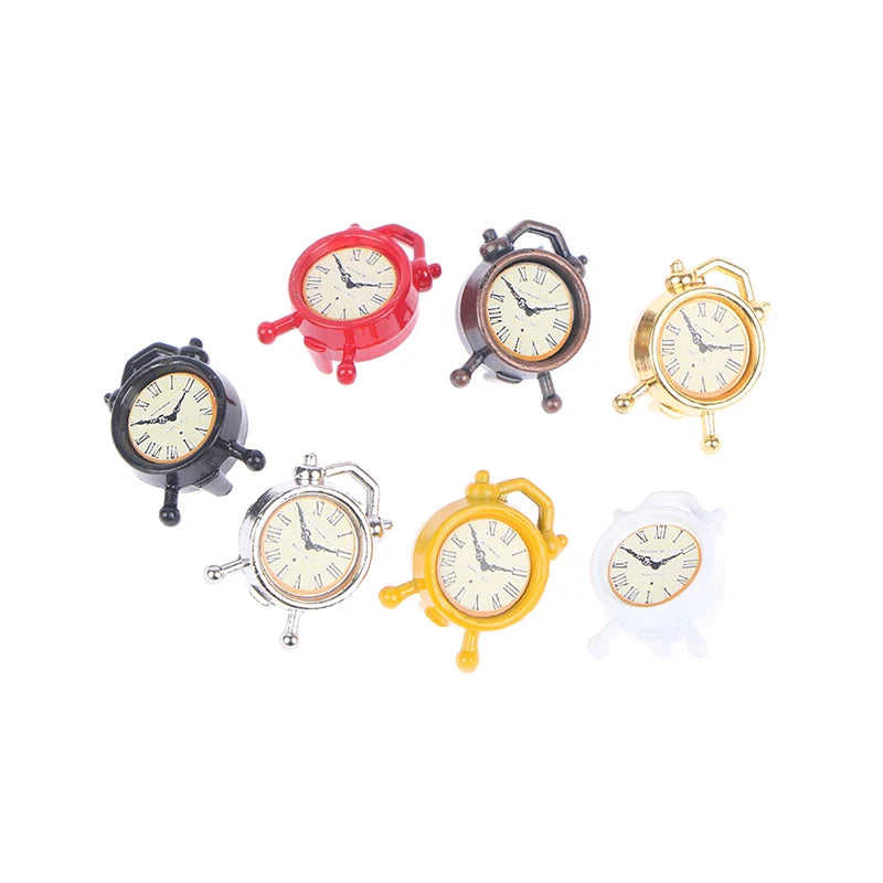 1Pc 1:12 Dollhouse Miniature Alarm Clock Model Doll Home Room Decoration Toy