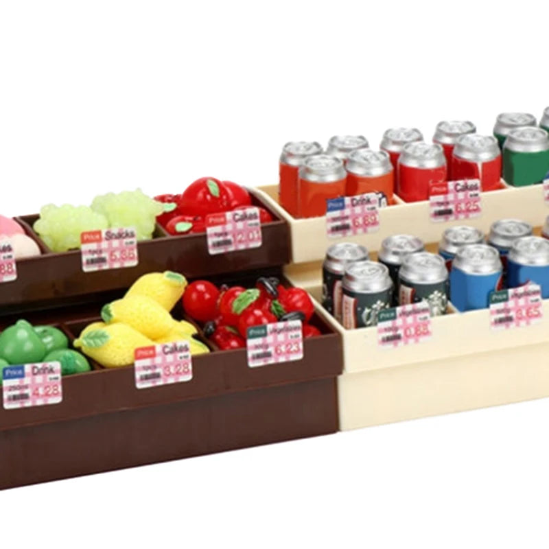 1 Set 1/12 Dollhouse Miniature Simulation Supermarket Display Cabinet Model Decoration Mini Bread Stand Doll Accessories Toys