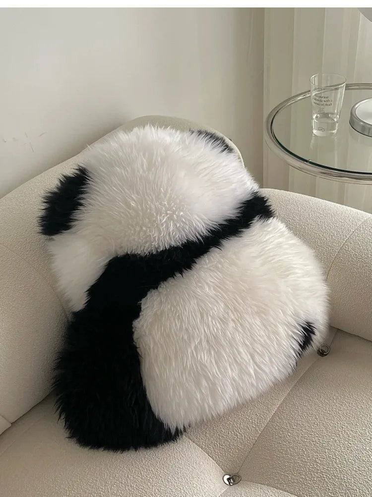 Cute Panda Plush Seat Cushion Doll Long Soft Plush Pillow for Sofa