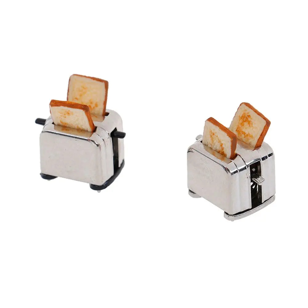 Cute Simulation Food Dollhouse Decorations Mini Kitchen Toy With 2PCS Bread Doll Accessories Miniature Toaster Toast Machine