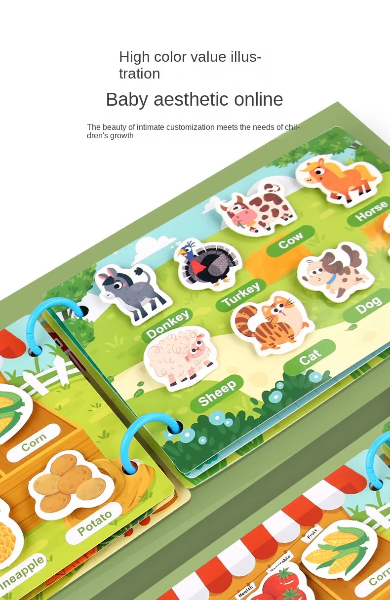 Busy Book Sticker Quiet Book for Kids Montessori Early Educational Toy Toddlers Matching Puzzles Game Baby Learning Toys Gifts