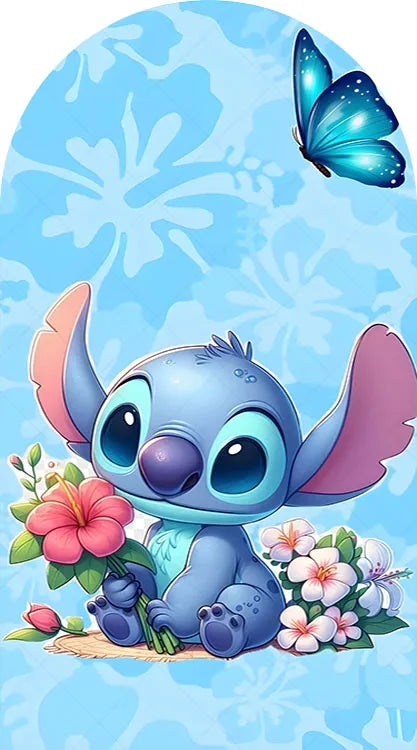 Arch Cute Stitch and Angel Theme Background Kids Birthday Party Backdrop Polyester Arch Banner Photography Props
