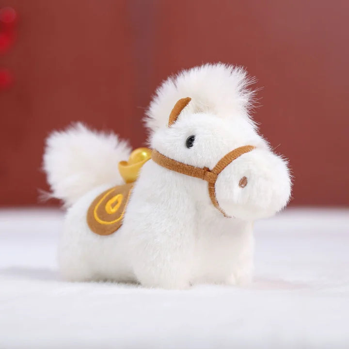 Year of Horse Mascot Plush Keychain Fluffy Pony Doll Soft Toy Bag Charm New Year Gift For Christmas Holiday Celebration