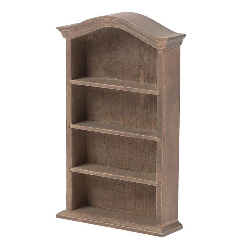 1Pcs Dollhouse Miniature Bookcase Storage Rack Mini Wood Cherry Display Shelf Cabinet Cupboard Doll House Furniture Model Toys