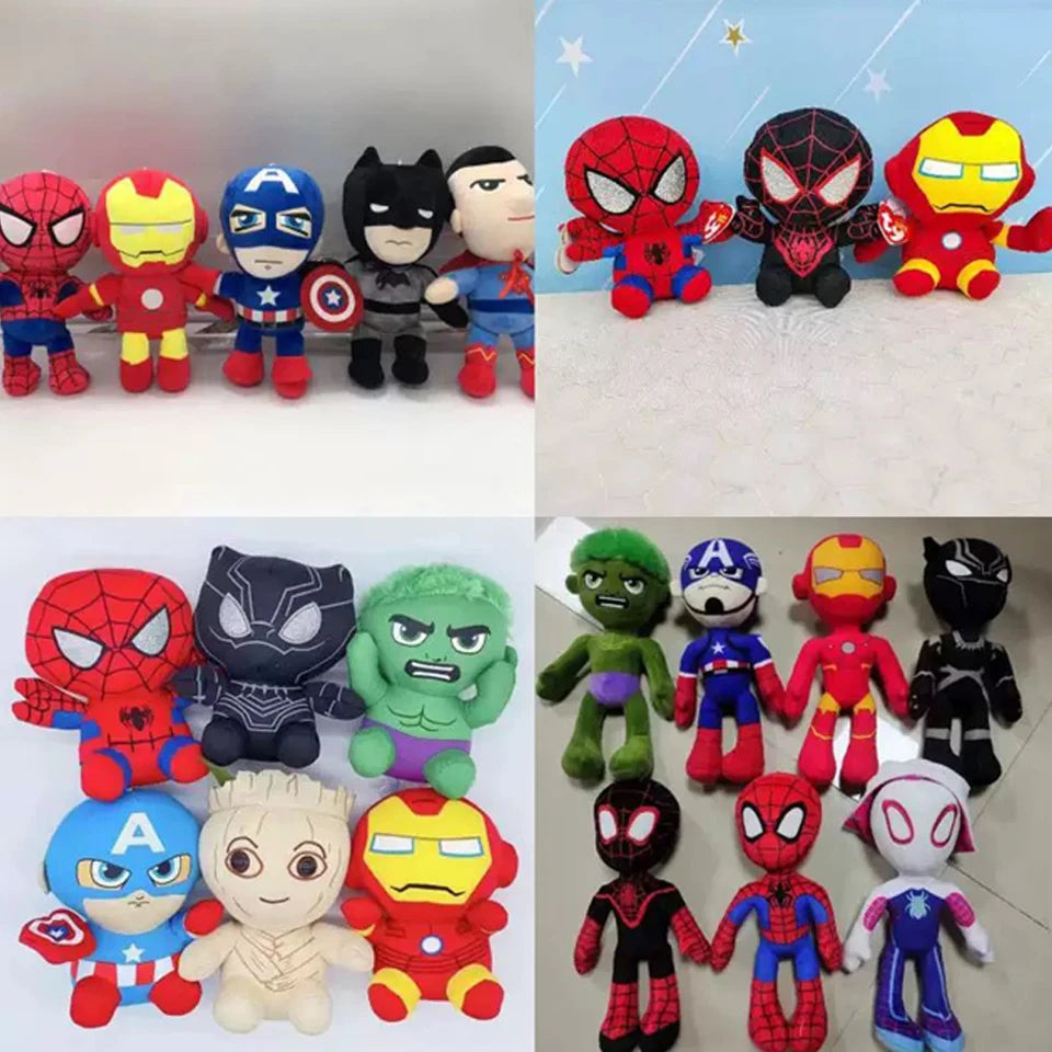 Stock 25-30cm MarvelMovie Dolls Spiderman Ironman Batman Superman Plush Toys Soft Stuffed Hero Captain America Best Gifts