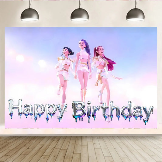 Backdrop Decor Background Cloth-Happy Birthday Party Decorations, Photo Backdrop for Kids Birthday, Live Stream, Room Wall Decor