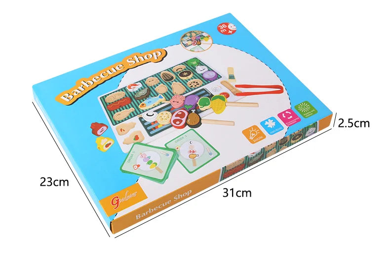 Montessori Wooden Pretend Play Kitchen Toys Dessert Puzzle Toys Simulation Barbecue Pretend Role Indoor Game For Toddlers Age 3+