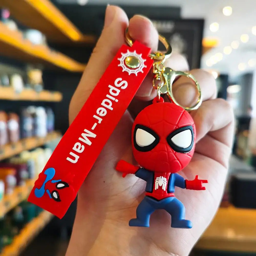 Classic SpiderMan Keychain Pendant Disney Marvel Amazing Inverted Silk Stereo Doll Car Hanging Decor Keychain Birthday Gift Toys
