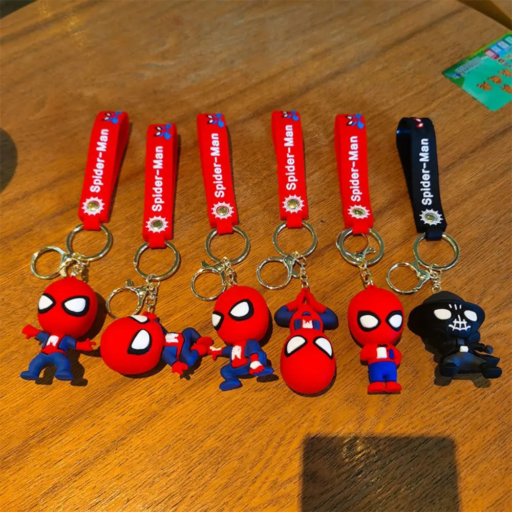 Classic SpiderMan Keychain Pendant Disney Marvel Amazing Inverted Silk Stereo Doll Car Hanging Decor Keychain Birthday Gift Toys