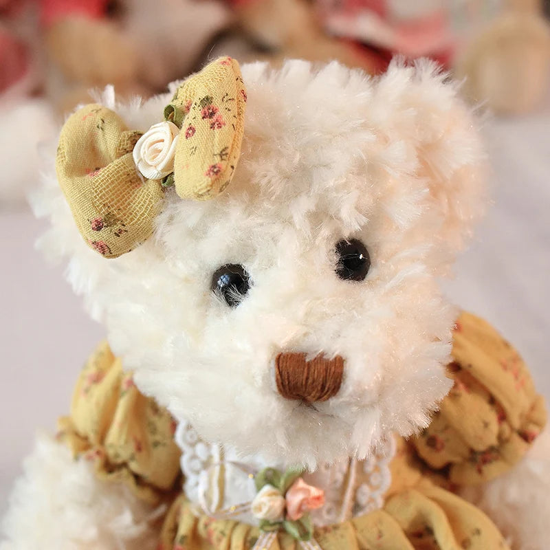 2pcs/lot 26cm Lovely Couple Teddy Bear Peluche Toys Kawaii Dress Bear Dolls Stuffed Soft Toy for Girls Baby Girlfriend Gifts