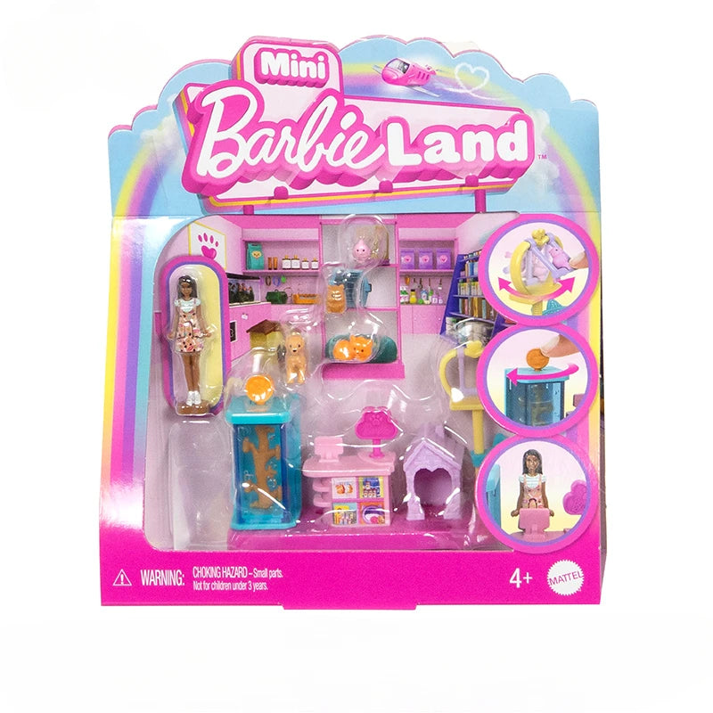 Original Barbie Mini Barbieland Doll Supermarket Bakery Toys for Girls Accessories House Hair Salon Pet Boutique Micro Furniture