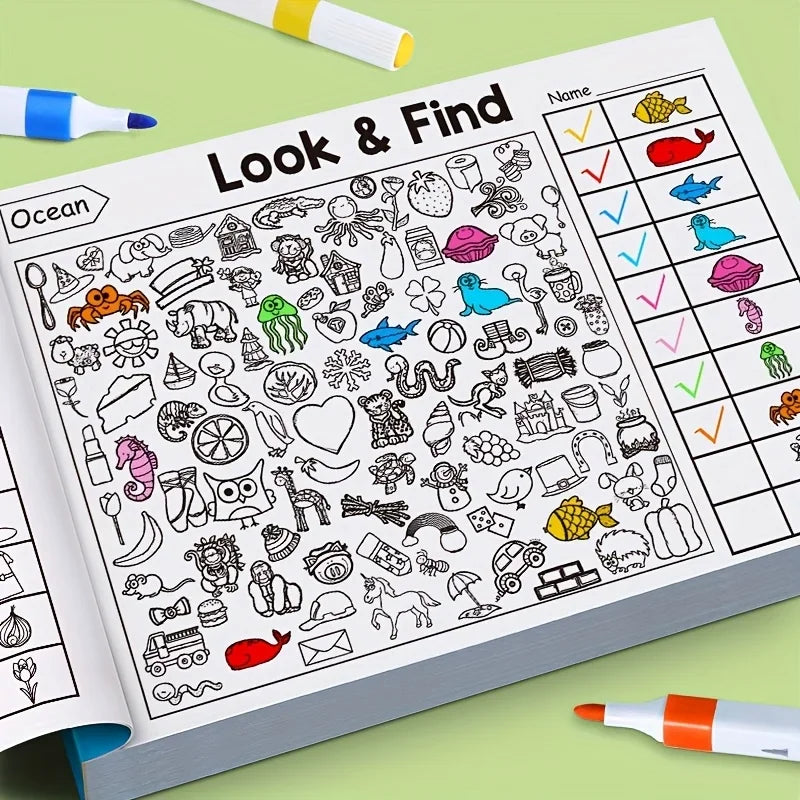 Kids Hidden Object Coloring Book Interactive Educational Matching Game Kids Early Learning Activities Enhance Visual Perception
