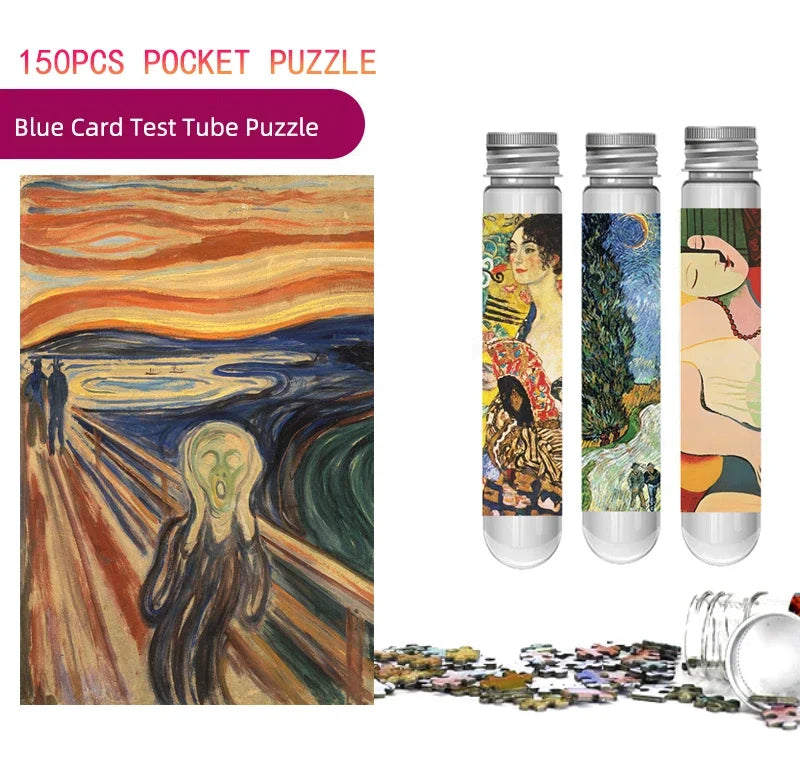 Adult Mini Test Tube Puzzle the screamJigsaw Famous Painting Funny and Educational Game Home Display Birthday Festival Gifts