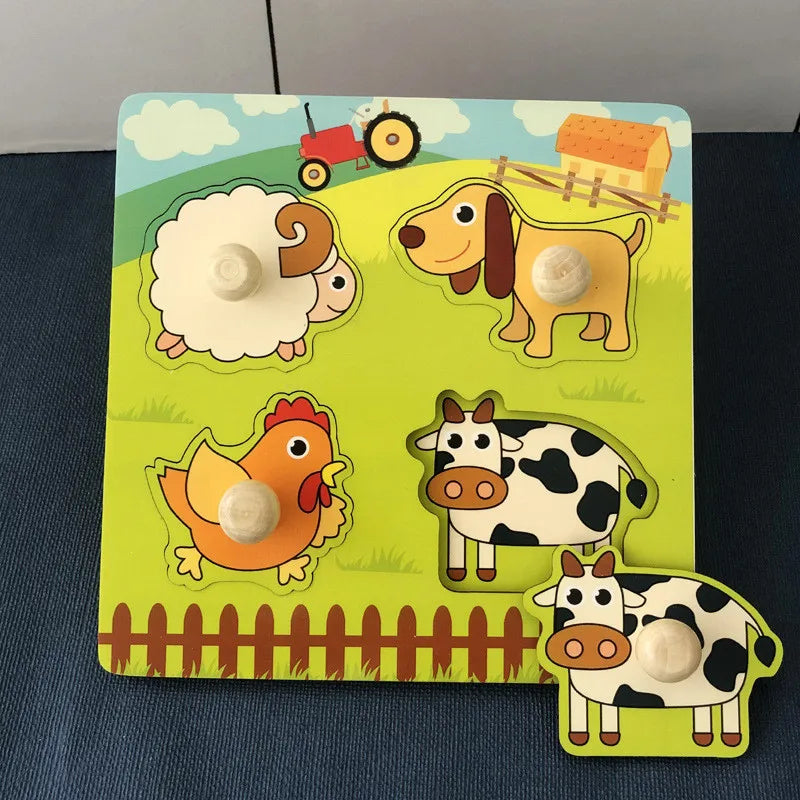 Double Sided Strip 3D Puzzles Baby Toy Wooden Montessori Materials Educational Toys For Children Large Bricks Kids Learning Toys