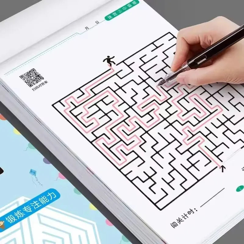 1/4Pcs Leveled Maze Challenge Book 64 Pages Kids Concentration Attention Training Intellectual Development Educational Gifts Toy