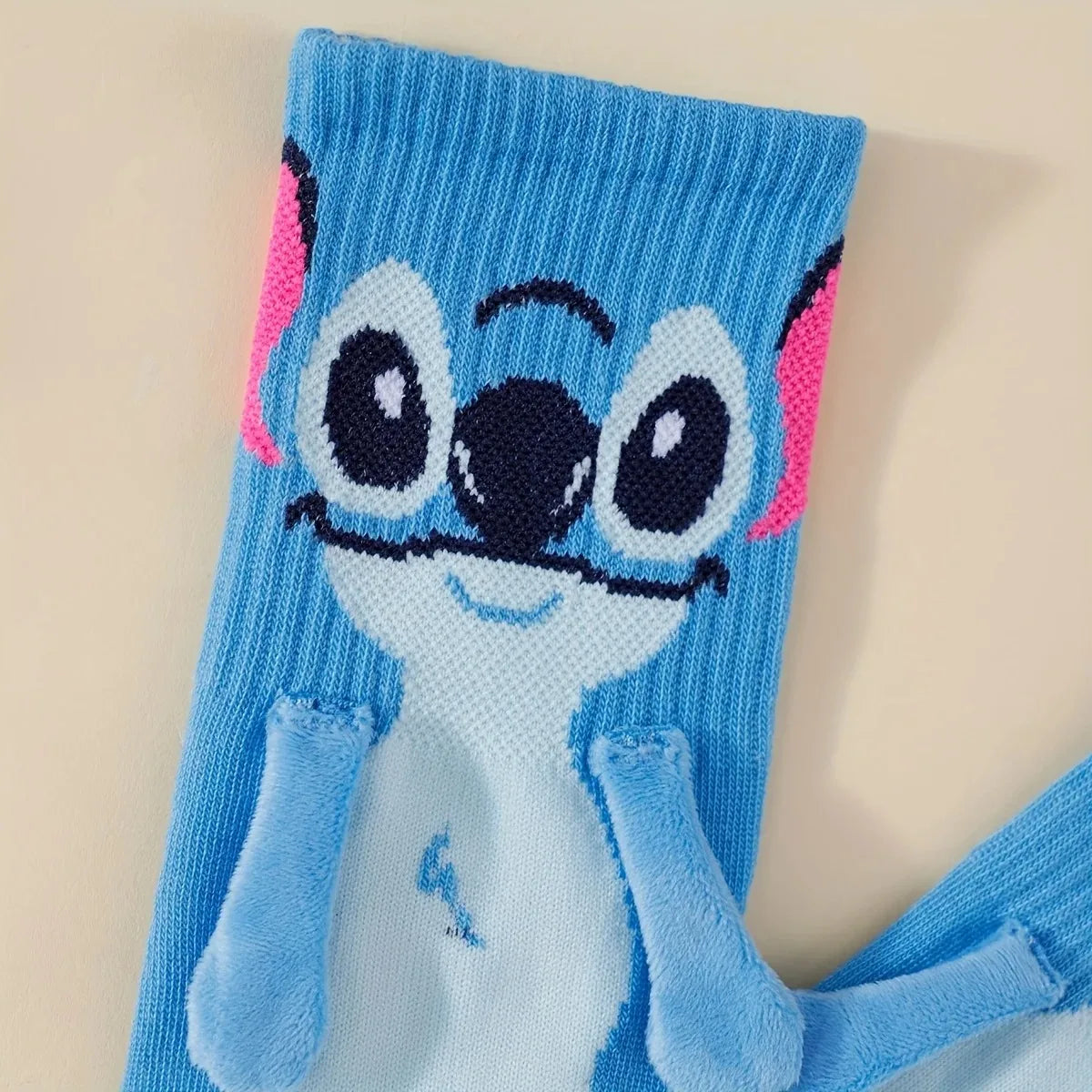 Disney 1-5pcs Stitch Crew Socks Kawaii Soft Cotton Blend for Adults Kids Daily Wear Christmas Birthday Gift
