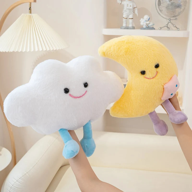 Smilling Cloud Moon with Legs Plush Toy Cute Soft Baby Appease Company Stuffed Doll Home Decor Pillow Birthday Gift for Kid Girl