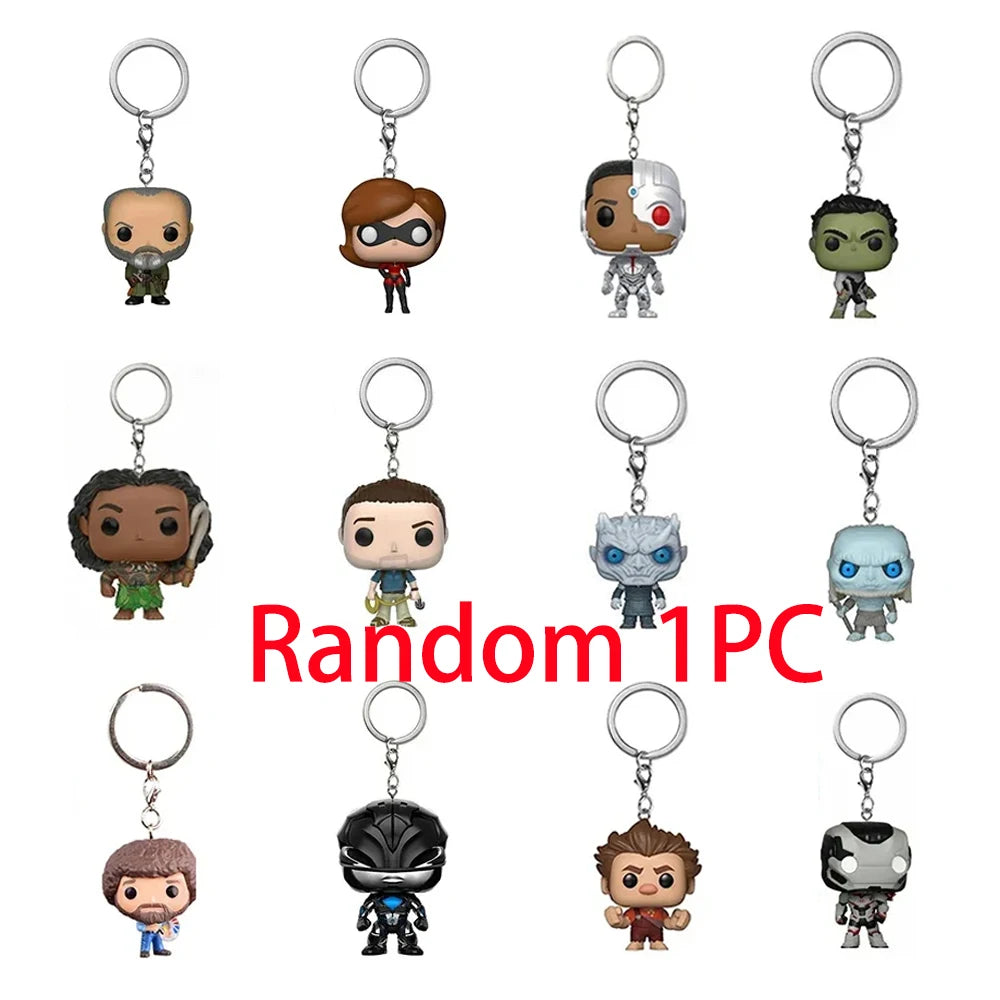 Disney Pixar Pocket Keychain The Incredibles ELASTIGIRL WRECK-IT RALPH MOANA MAUI Figure Model Toys for Children Christmas Gifts