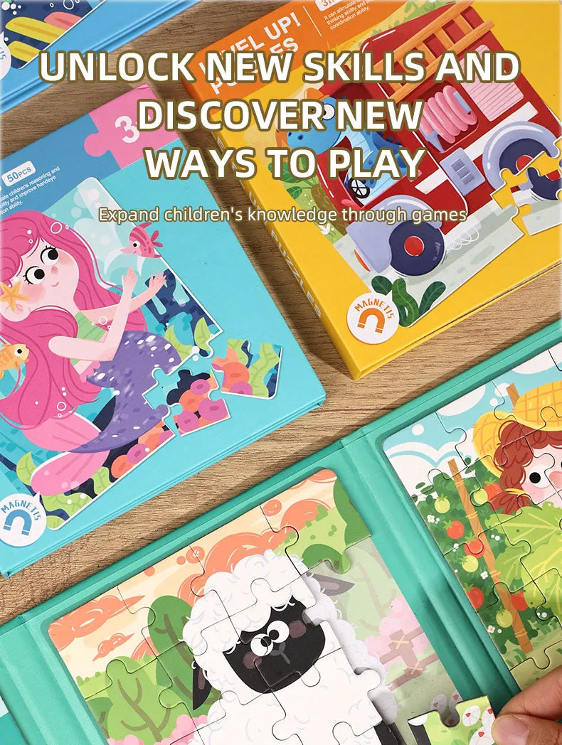 New Kids Magnetic Puzzle Games - Quiet Cartoon Animal Jigsaw Book Montessori Baby Educational Toy Early Learning Children's Gift