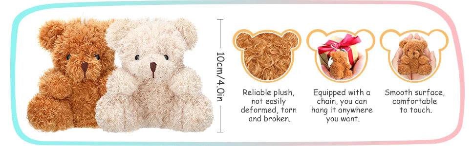 12-96PCS Mini Bear Plush Stuffed Small Teddy Bear Bulk Animal Toy Bear Doll Keychain for Baby Shower Birthday Gifts Party Favors
