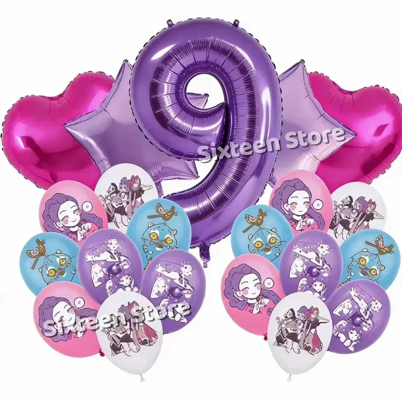 Demones Hunt Cartoon Anime Party Supplies Cutlery Set with Warrior Banner Plate Cake Topper K--Pop Cup for Birthday Party supply