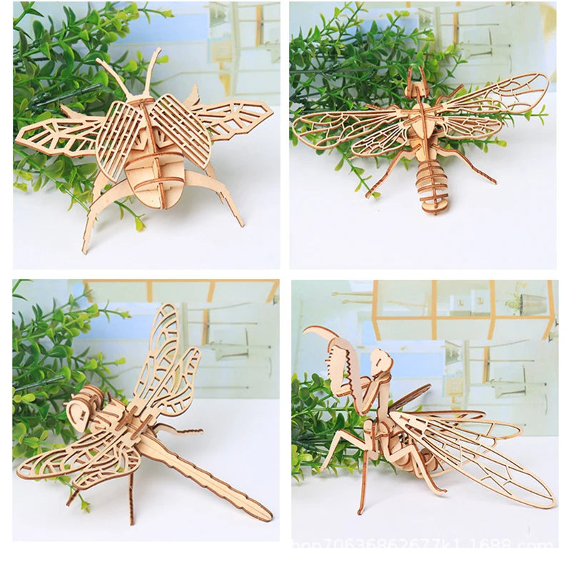 3D Wooden Puzzle Toys Insect Animal Skeleton Assembly Model Puzzle Games DIY Wooden Crafts STEM Toys for Kids Adults Teens
