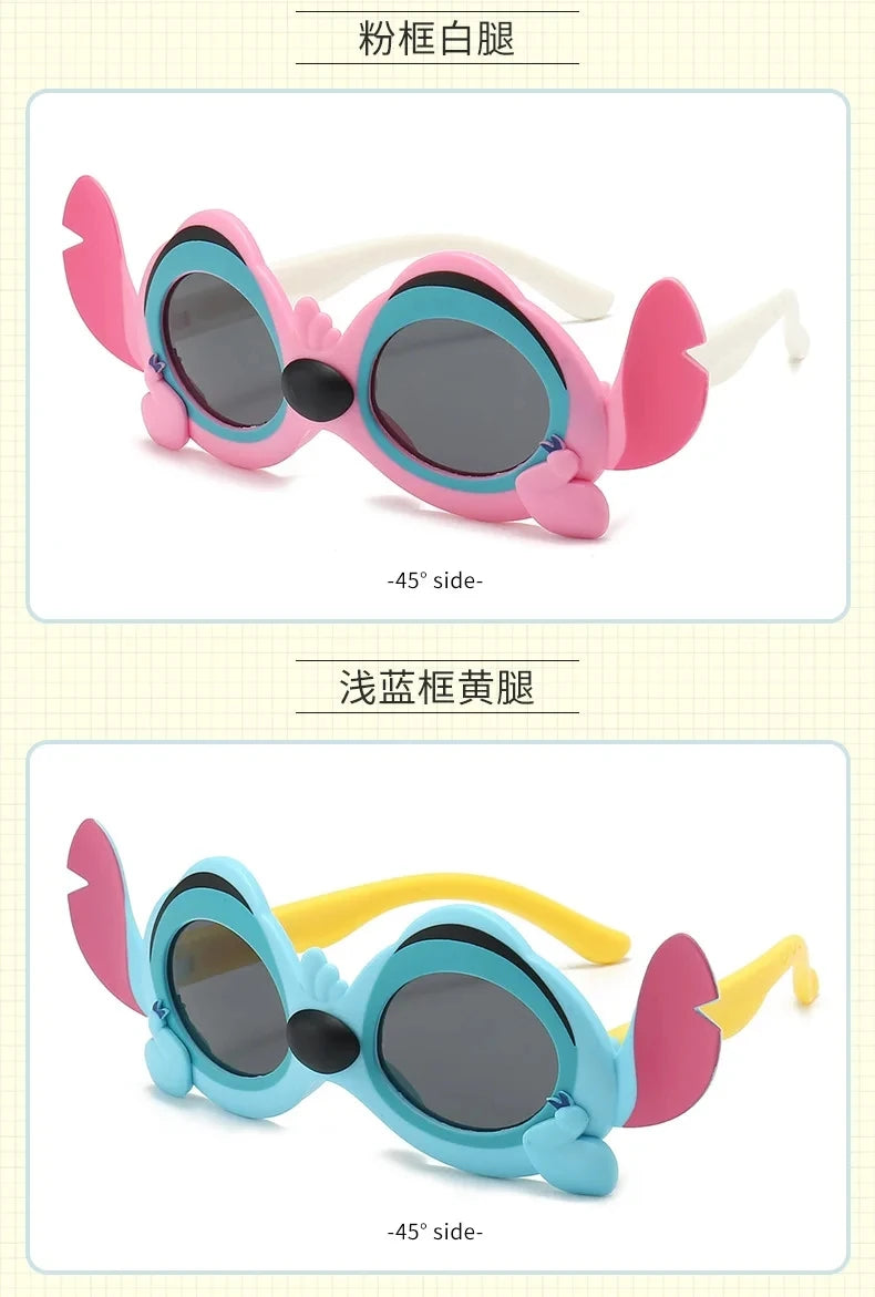 Disney Anime Lilo & Stitch Sunglasses Cute Cartoon Stitch Y2K Polarized Soft Sunglasses UV400 Anti-UVA UVB Outdoor Goggles Toy