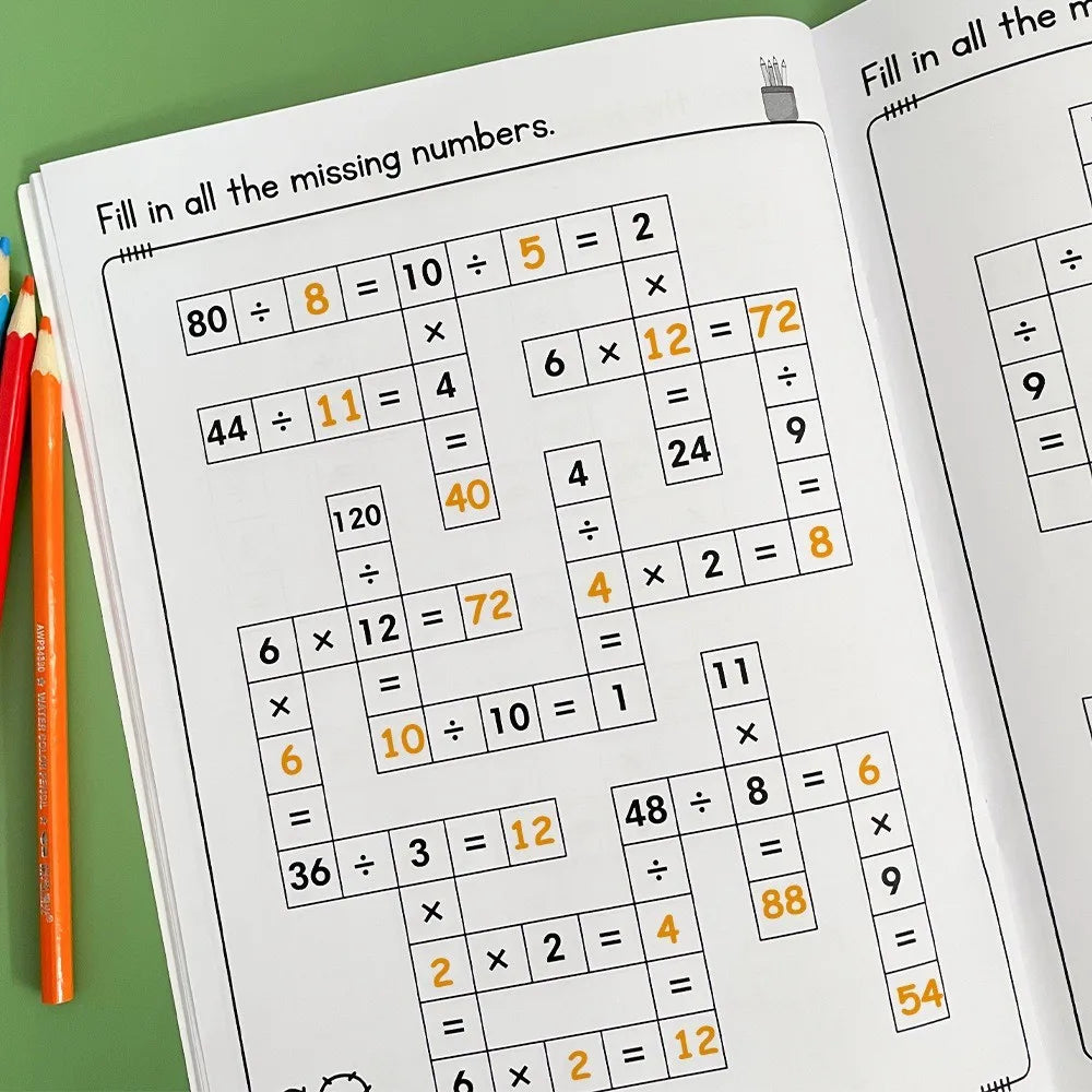 1 Set Math Workbook for Kids Ages 5-8 Math:Math Crossword Puzzles Addition and Subtraction Workbook
