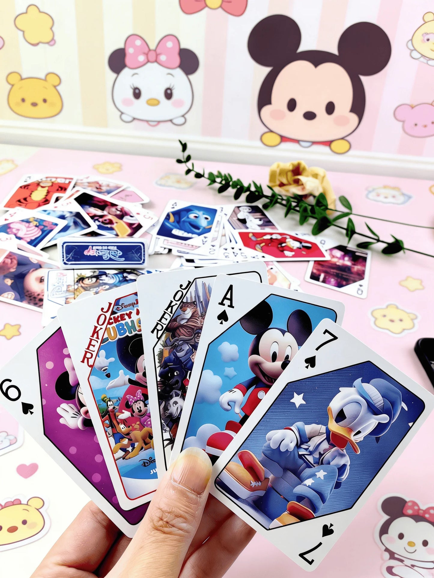 Disney Poker Playing Cards Child Toys Deck Cartoon Mickey Minnie Donald Stitch Zootopia Cars Pooh Finding Dory Lion King Dumbo