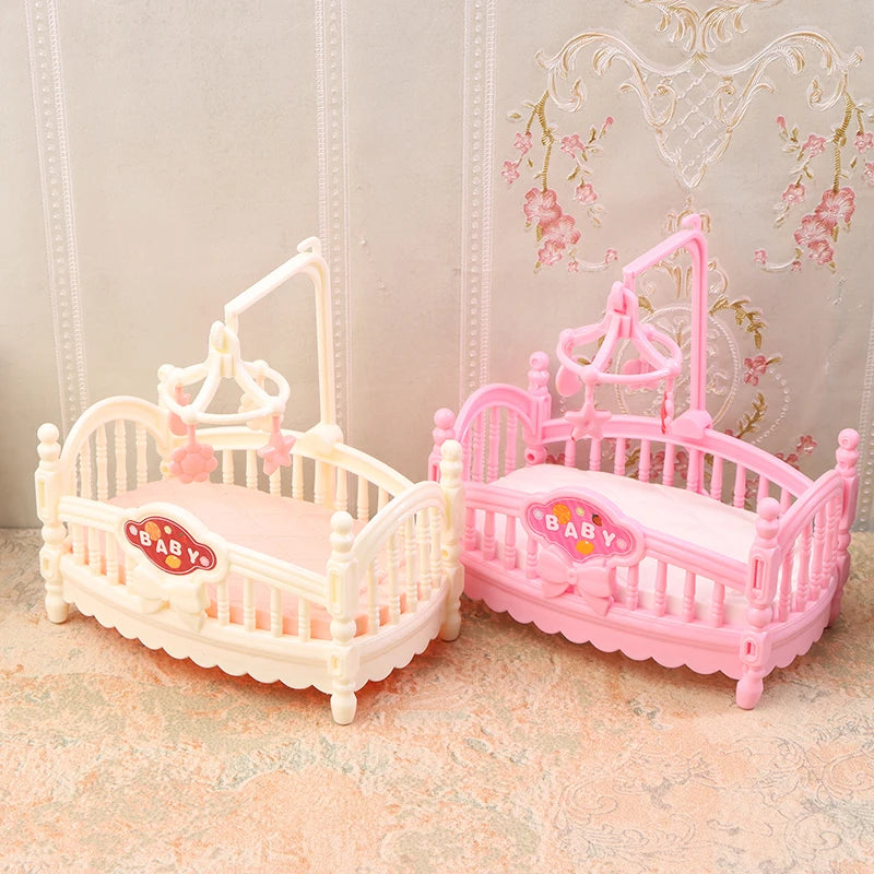 1Pcs 1:12 Dollhouse Simulation Mini Crib Baby Bed Model Dollhouse Bedroom Furniture Decoration Dolls House Accessories