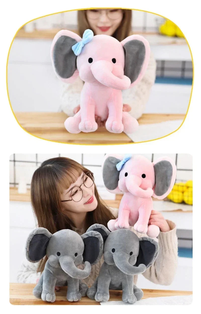 25cm Gray Elephant Stuffed Plush Toys Kawaii Animals Soft Sleeping Stuffed Pillow Doll Plushie for Baby Room Decorative Gifts