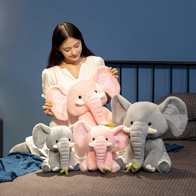 Nice 1pc 25/40cm Cartoon Cute Elephant Plush Doll Long Nose Pink Grey Sitting Animal Stuffed Toy Home Decor Gift For Boys Girls