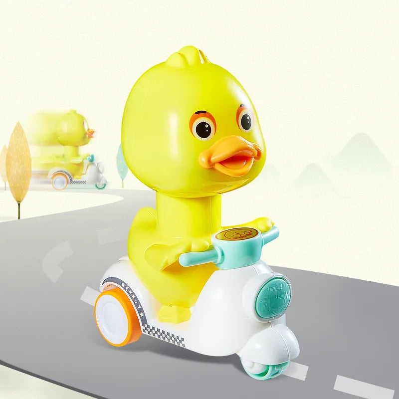 Cute Stunt Press Yellow Duck Walk Toy (No Battery)