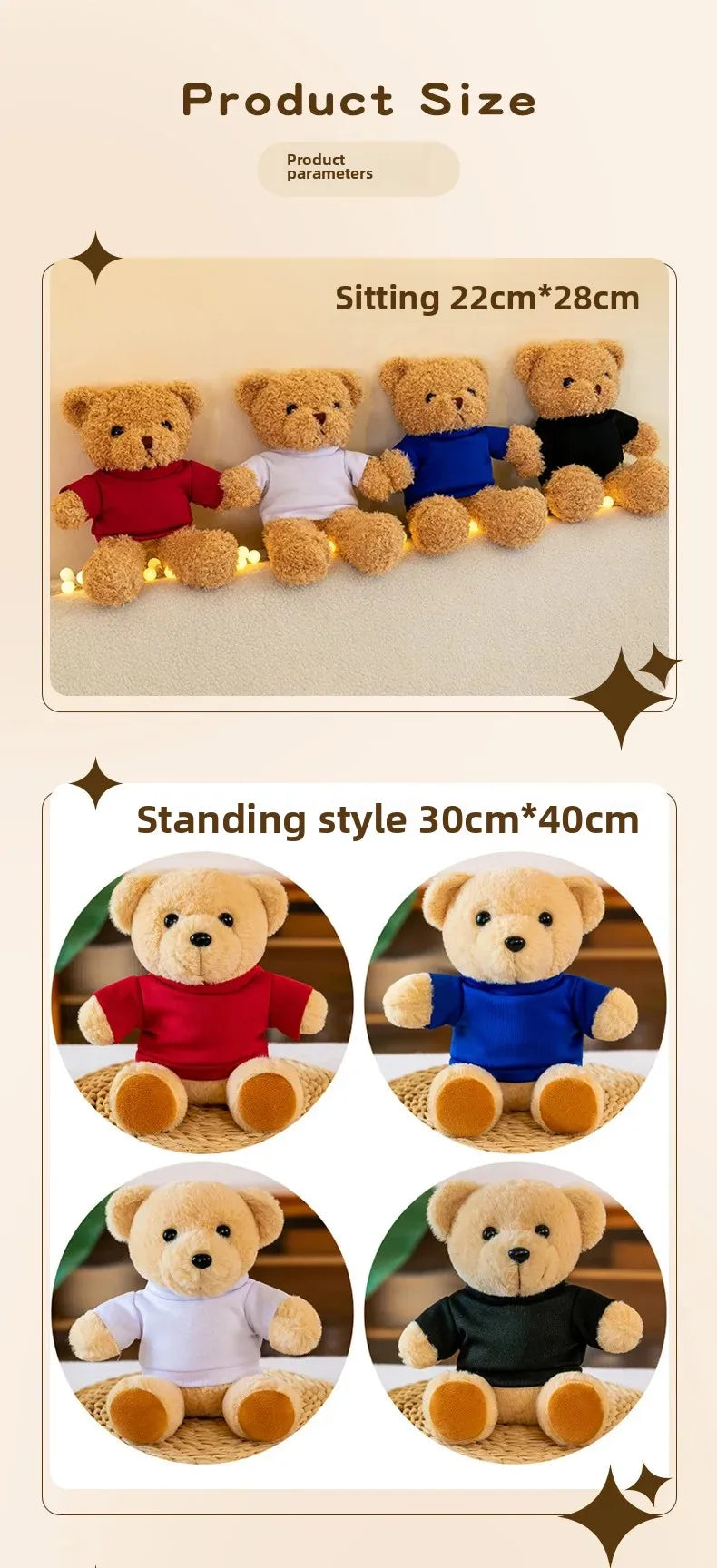 Teddy Bear Plush Doll Activity Gift Customizable Logo Small Bear Toy Stuffed Animal Soft PP Cotton Filling Made in China