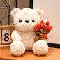 15/25CM Kawaii Cartoon Anime Love Rose Hat Bear Stuffed Animal Plush Toy Children's Couple Bear Handmade Doll Festival Gift