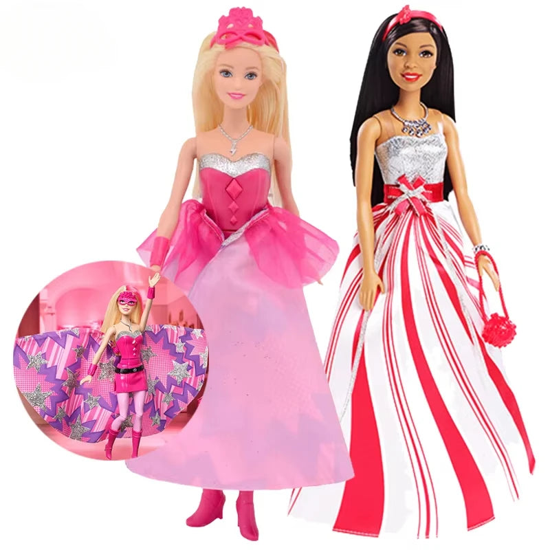 Original Barbie Dolls Holiday Pink Fashion Princess Hero Extraordinary Magical Transformation Handsome Toys for Girls Scene Gift
