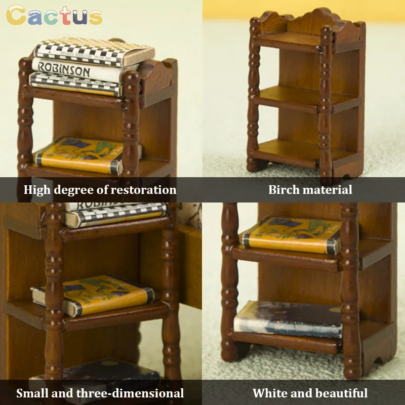 1:12 Dollhouse Miniature Wood Bedside Stand Storage Rack Nightstand Furniture Bedroom Model Decor Toy Doll House Accessories