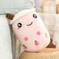 Kawaii Milk Tea Cup Plush Pillow 23cm Stuffed Food Fruit Boba Doll Ultrasoft Stuffed Plush Tea Shop Kids Toys Birthday Gift