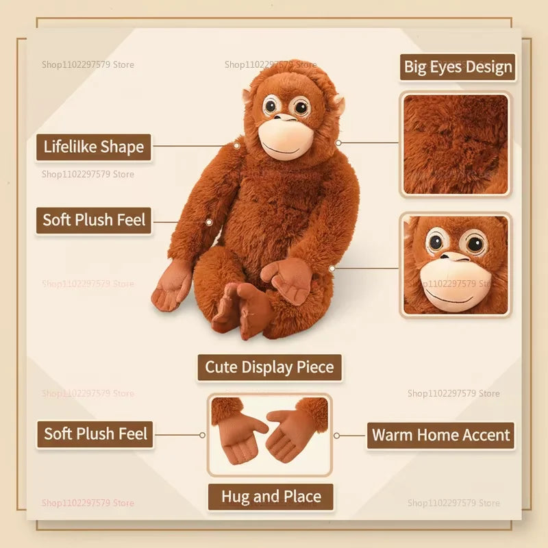 Cute 66cm Gorilla Plush Toy Soft Stuffed Chimpanzee Monkey Animal Bedroom Decor Gift for Kids Room Bed Decor Toys Plush Pillow