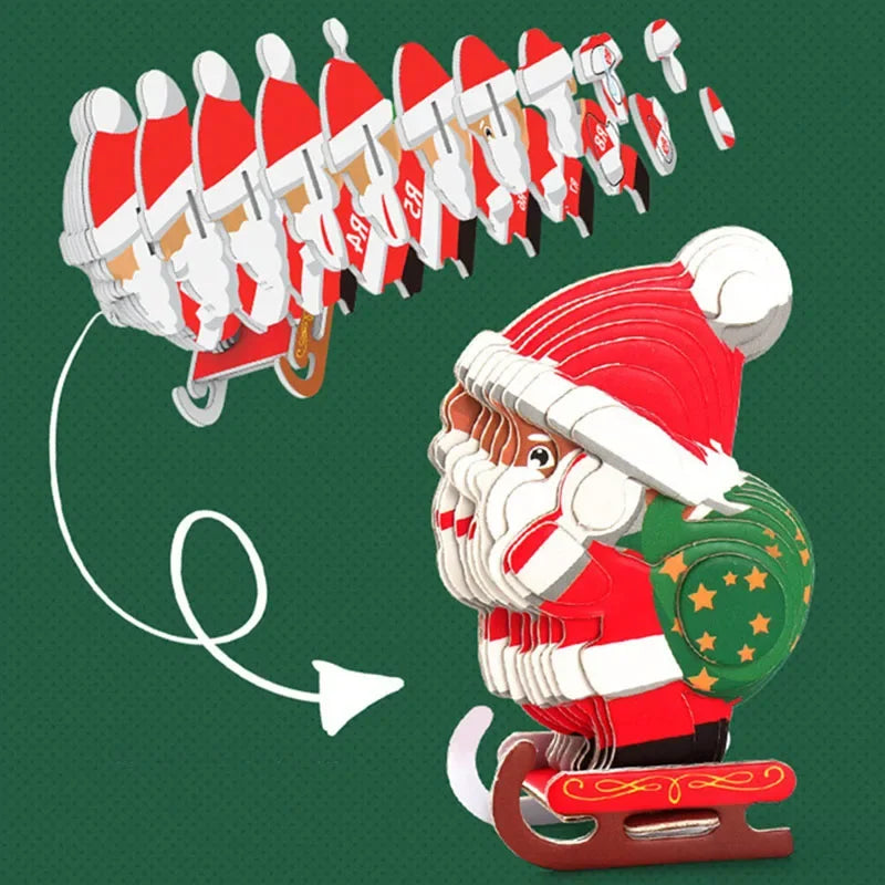 3D Merry Christmas Puzzle Children's Paper Christmas DIY Advanced Puzzle Enlightenment Kindergarten Toy Educational Toys